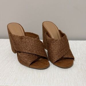 Qupid Brown Woven Mules